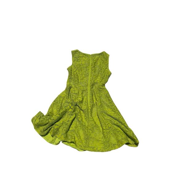 Women Sz 6 Sleeveless Fit & Flare Lime Green Textured Lace Cocktail Party Dress - Picture 9 of 15